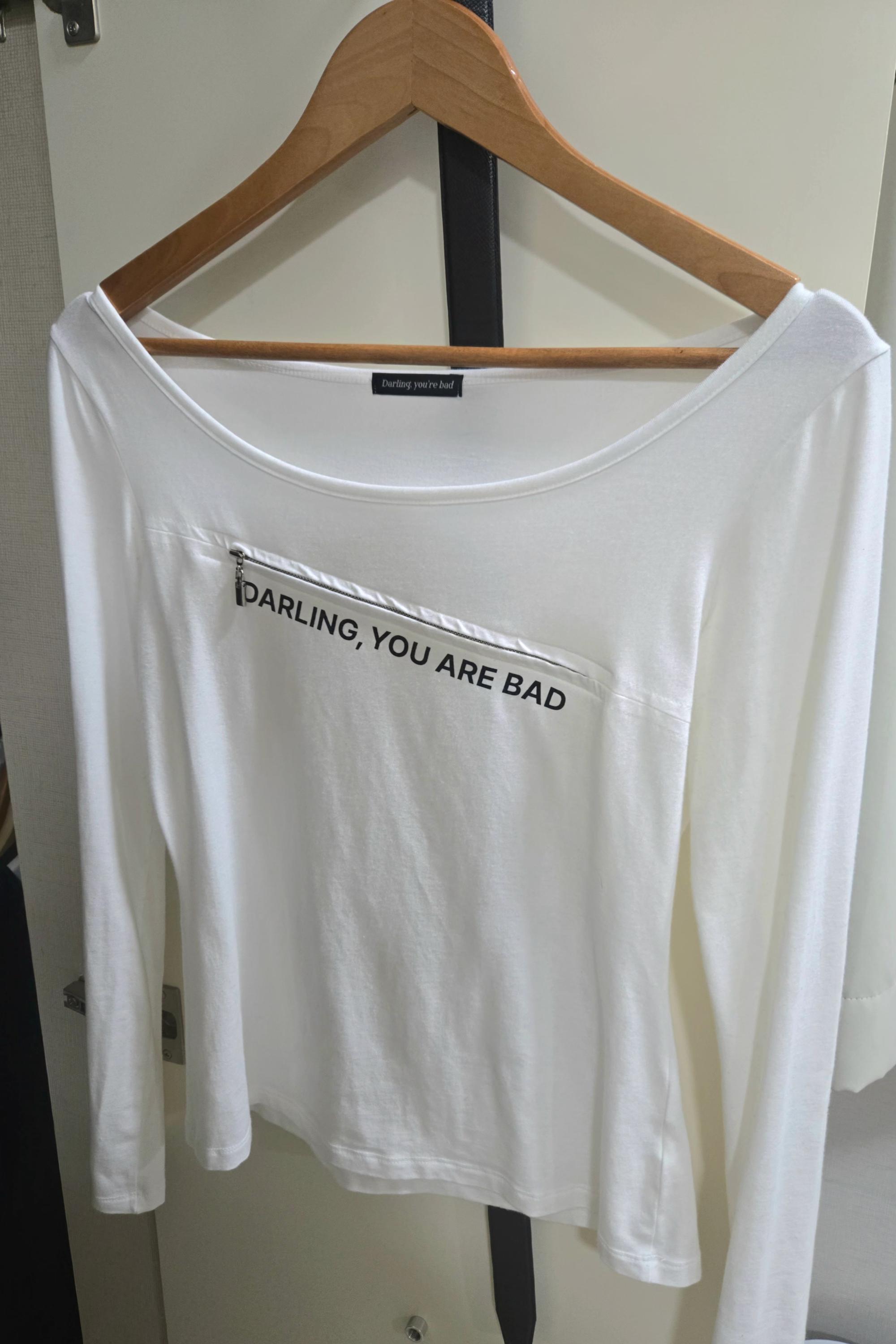 DARLING YOU ARE BAD] UNZIPPED LOGO T-SHIRT #WHITE - DARLING